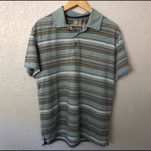 Horny Toad Mens Short Sleeve Polo Blue Multicolor Stripe 100% Cotton Size Medium